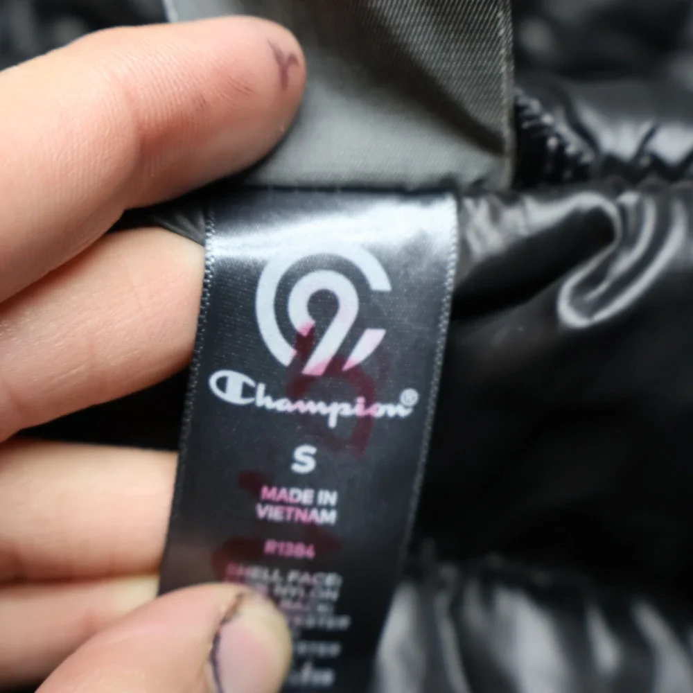 Champion Jacket Men Small Black Hooded Insulated Full Zip Wind Rain Winter Parka